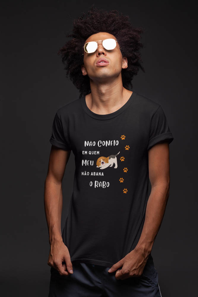 Camisa Masculina Cachorro Preta