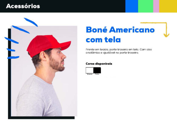 Boné Americano com Tela Tamanho Único